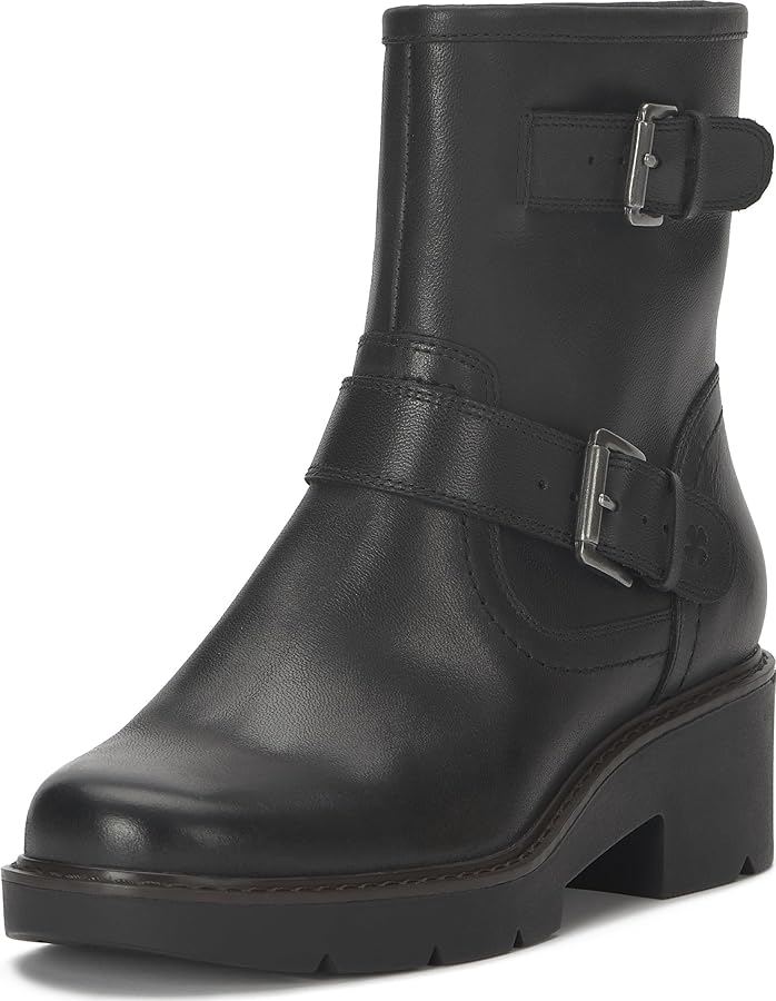 Amazon.com: Lucky Brand Migyn Double Buckle Moto Boot, Black, 5